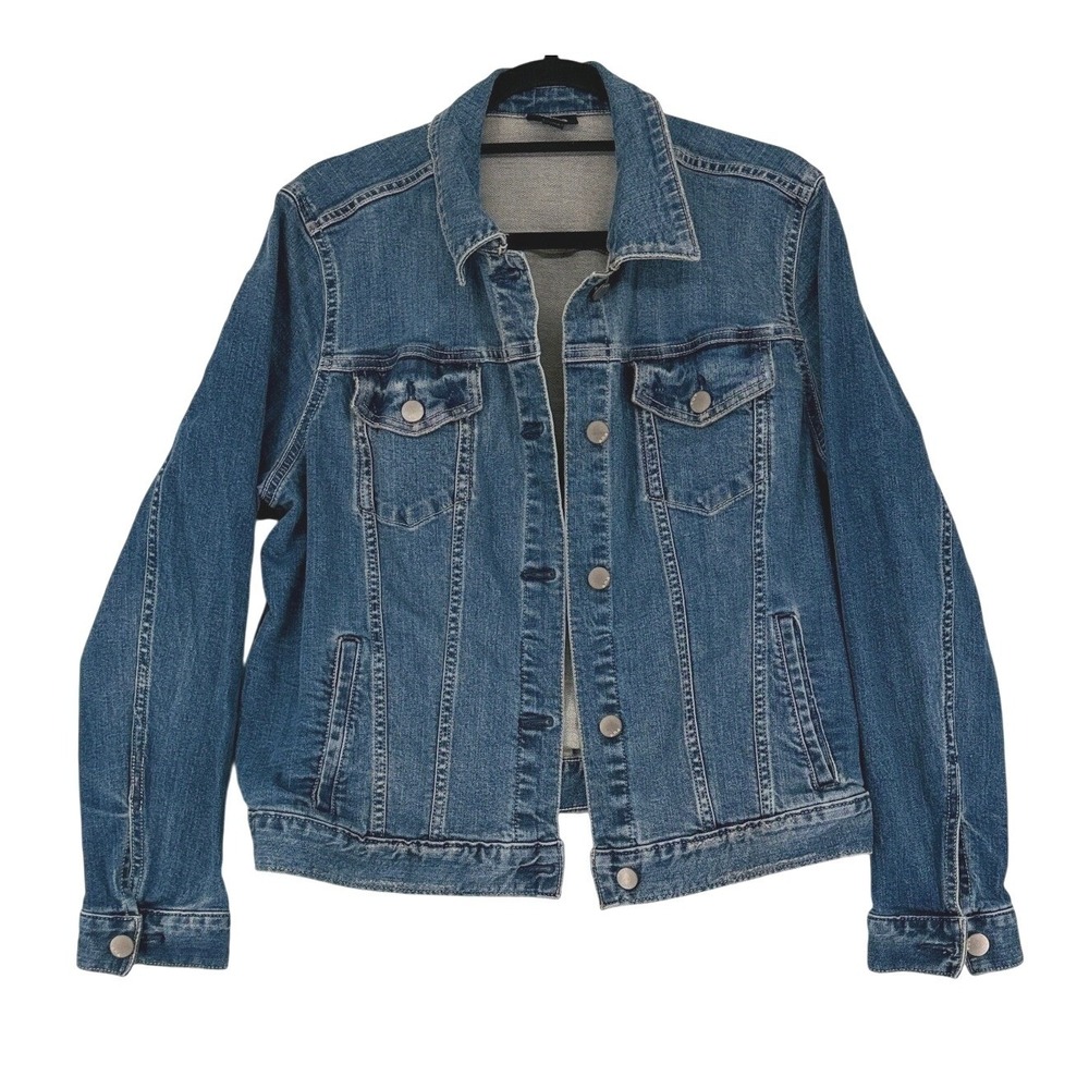 a.n.a A New Approach Womens Denim Jacket Medium Wash Blue Size L Classic Trucker